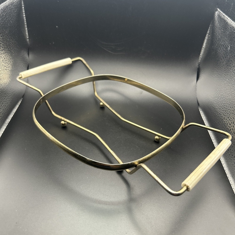 MCM Vintage Pyrex Cradle Only Brass White Handles 1960s